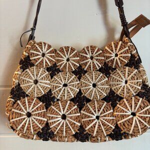 Vintage Patricia Nash Palmarola Wicker Wood Satchel